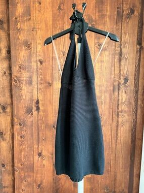 wild fable Black Ribbed Backless Halter Dress